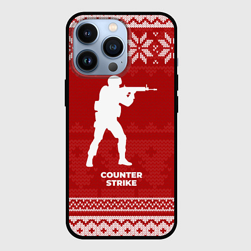 Чехол iPhone 13 Pro Новогодний Counter Strike / 3D-Черный – фото 1