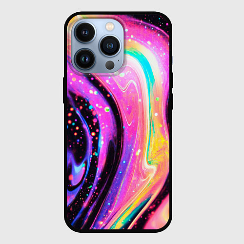 Чехол iPhone 13 Pro Жидкая энергия космоса - нейросеть / 3D-Черный – фото 1
