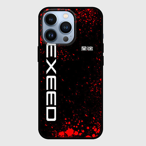 Чехол iPhone 13 Pro Exeed - красные брызги краски / 3D-Черный – фото 1