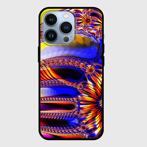 Чехол iPhone 13 Pro Психоделика стекло / 3D-Черный – фото 1