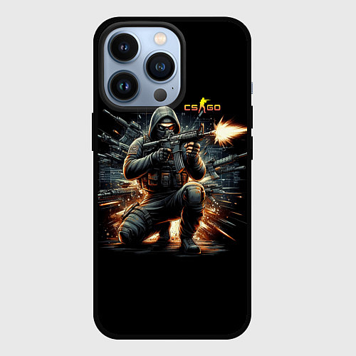 Чехол iPhone 13 Pro Counter Strike - cool stormtrooper / 3D-Черный – фото 1