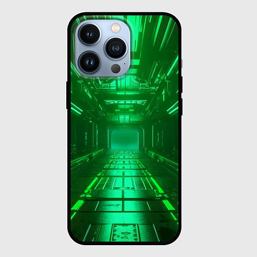 Чехол iPhone 13 Pro Зелёный коридор / 3D-Черный – фото 1