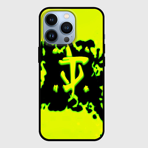 Чехол iPhone 13 Pro Doom кислотное лого краски / 3D-Черный – фото 1