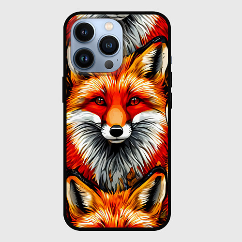 Чехол iPhone 13 Pro Лисички-сестрички / 3D-Черный – фото 1