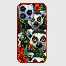 Чехол для iPhone 13 Pro Лемуры, цвет: 3D-красный