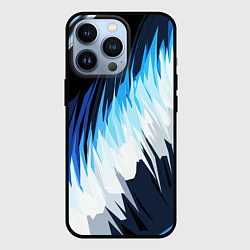 Чехол для iPhone 13 Pro Бело-синие острые полосы, цвет: 3D-черный