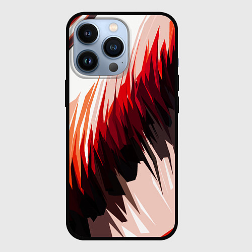 Чехол iPhone 13 Pro Чёрно-красные острые полосы на белом фоне / 3D-Черный – фото 1