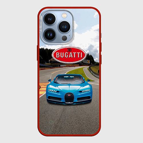 Чехол iPhone 13 Pro Bugatti - motorsport racing route / 3D-Красный – фото 1