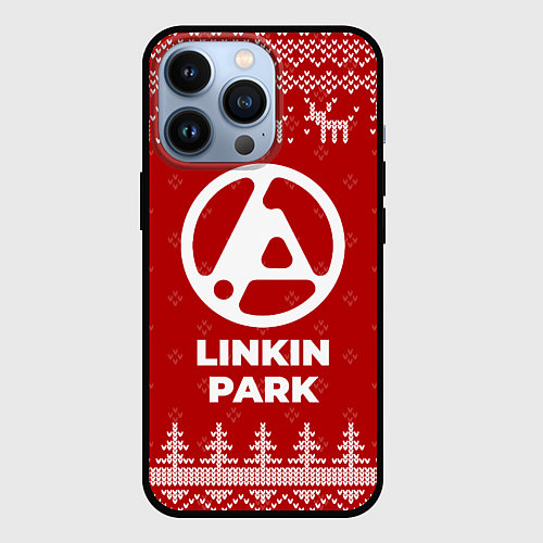 Чехол iPhone 13 Pro Новогодний Linkin Park 2024 с оленями / 3D-Черный – фото 1