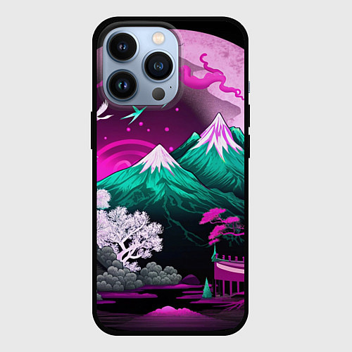 Чехол iPhone 13 Pro Горы японии природа / 3D-Черный – фото 1