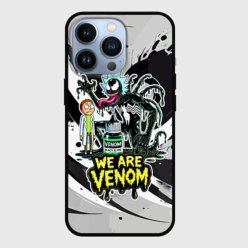 Чехол iPhone 13 Pro Rick-Venom and Morty - meme / 3D-Черный – фото 1