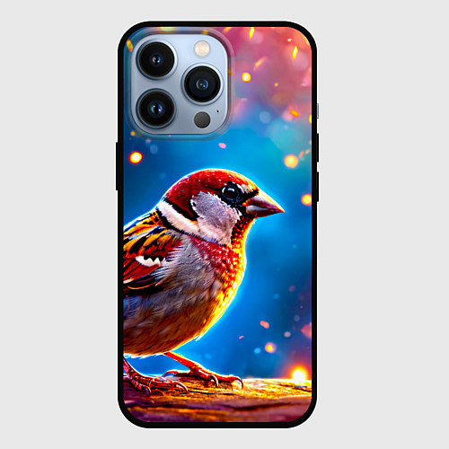 Чехол iPhone 13 Pro Воробей искристый / 3D-Черный – фото 1