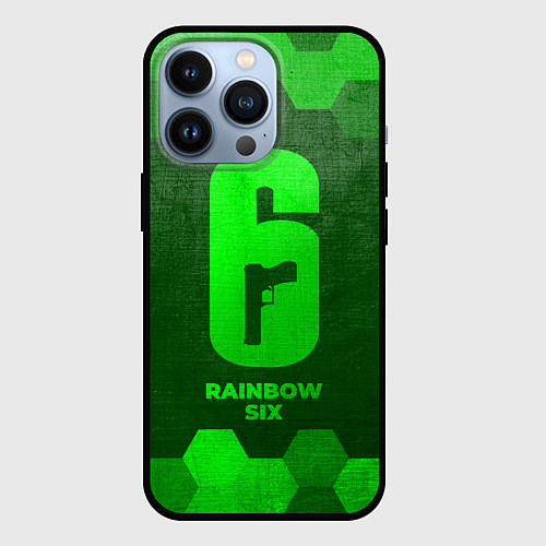 Чехол iPhone 13 Pro Rainbow Six - green gradient / 3D-Черный – фото 1