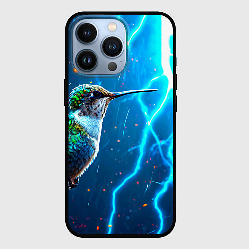Чехол iPhone 13 Pro Колибри в грозу / 3D-Черный – фото 1