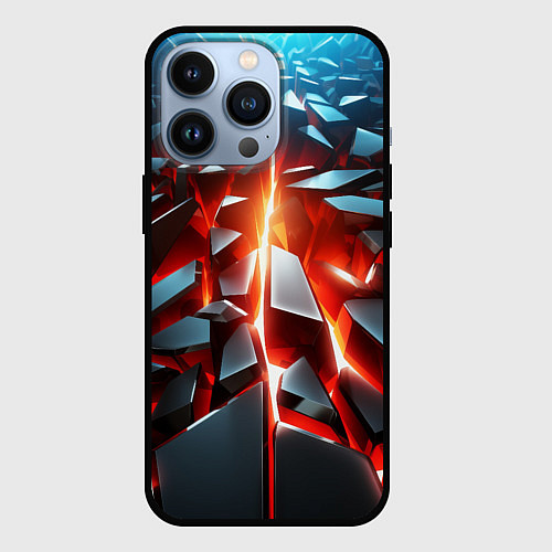 Чехол iPhone 13 Pro Черные слитки над лавой / 3D-Черный – фото 1