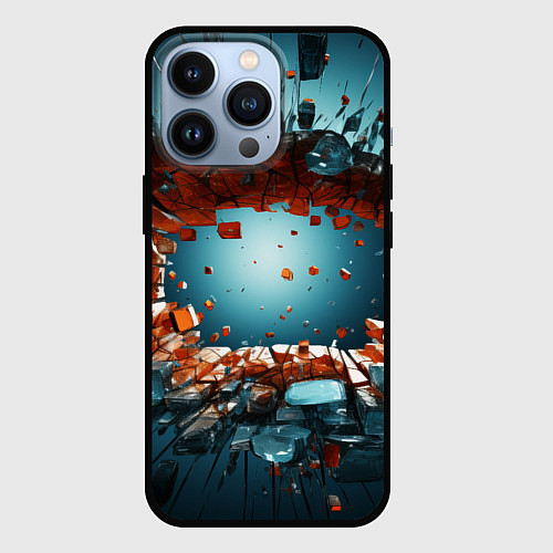 Чехол iPhone 13 Pro Объемная дыра из частиц / 3D-Черный – фото 1