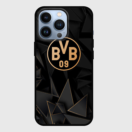 Чехол iPhone 13 Pro Borussia golden poly / 3D-Черный – фото 1