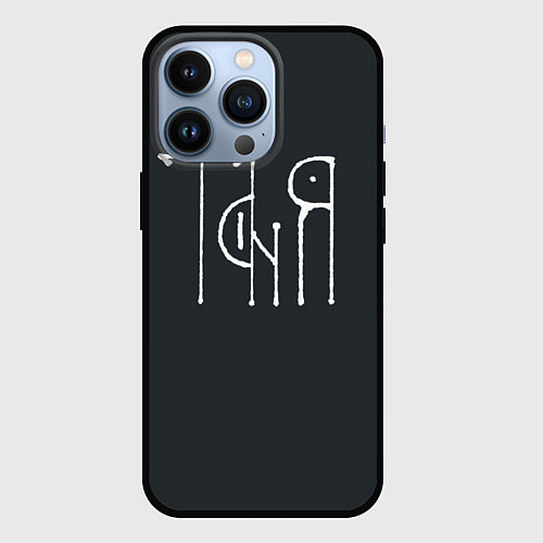 Чехол iPhone 13 Pro Таня - белая надпись вязью / 3D-Черный – фото 1