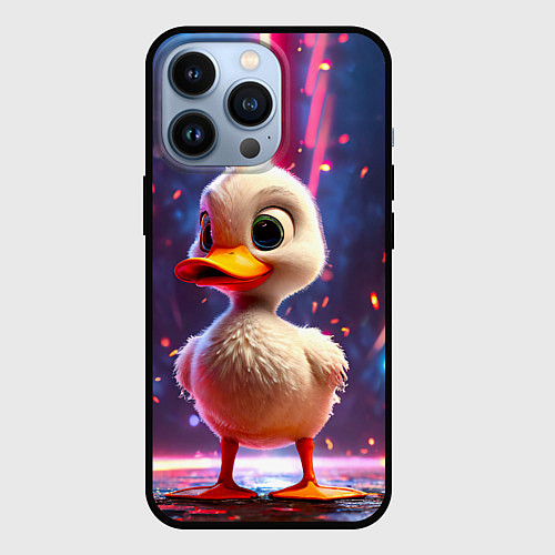 Чехол iPhone 13 Pro Уточка в неоне / 3D-Черный – фото 1