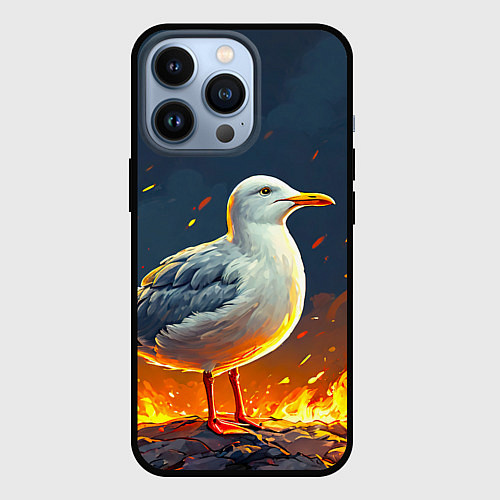 Чехол iPhone 13 Pro Чайка в огне / 3D-Черный – фото 1