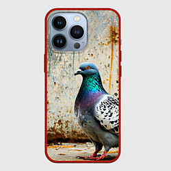 Чехол для iPhone 13 Pro Голубь у грязной стены, цвет: 3D-красный