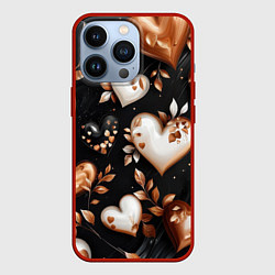 Чехол iPhone 13 Pro Сердечки и листочки