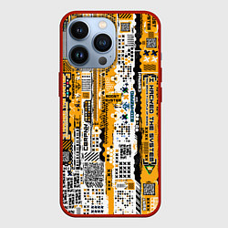 Чехол для iPhone 13 Pro Cyberpunk pattern yellow, цвет: 3D-красный