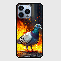 Чехол для iPhone 13 Pro Голубь в огне, цвет: 3D-черный