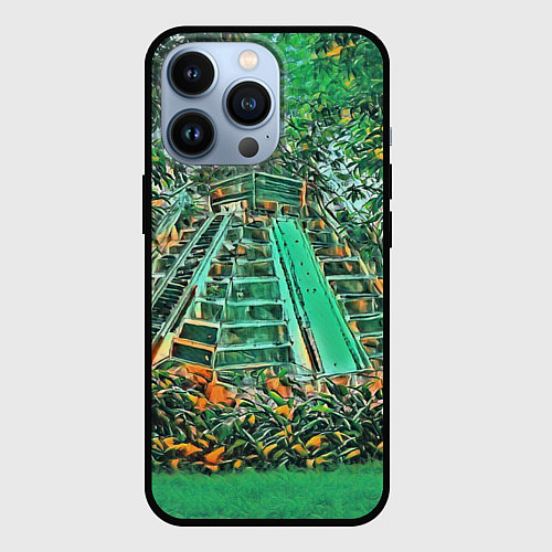 Чехол iPhone 13 Pro Башня в джунглях / 3D-Черный – фото 1
