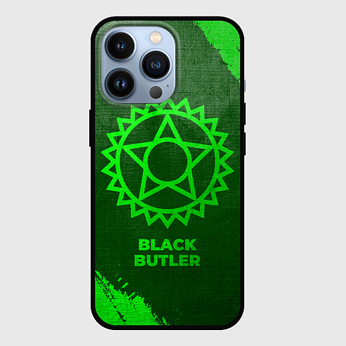 Чехол iPhone 13 Pro Black Butler - green gradient / 3D-Черный – фото 1