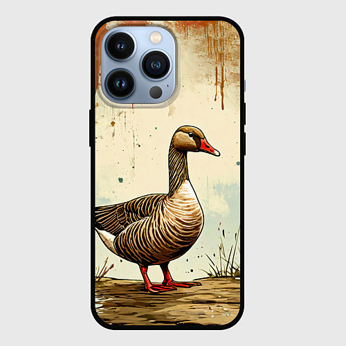 Чехол iPhone 13 Pro Гусь / 3D-Черный – фото 1