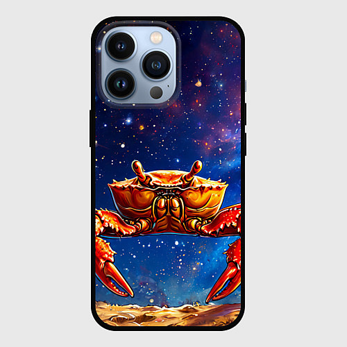 Чехол iPhone 13 Pro Краб в космосе / 3D-Черный – фото 1