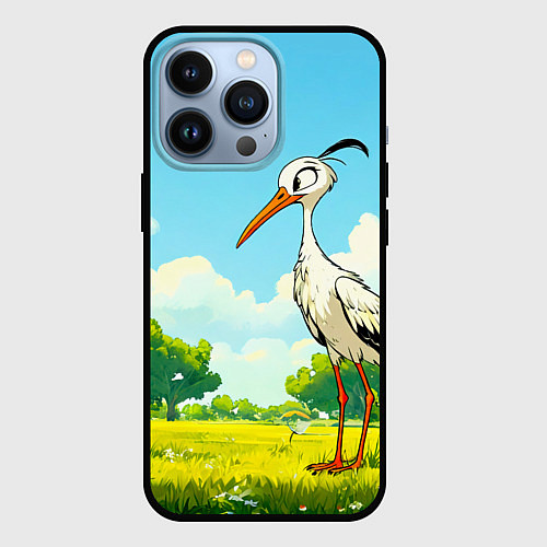 Чехол iPhone 13 Pro Аист в лесу / 3D-Черный – фото 1