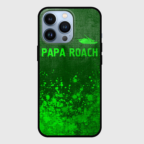 Чехол iPhone 13 Pro Papa Roach - green gradient посередине / 3D-Черный – фото 1