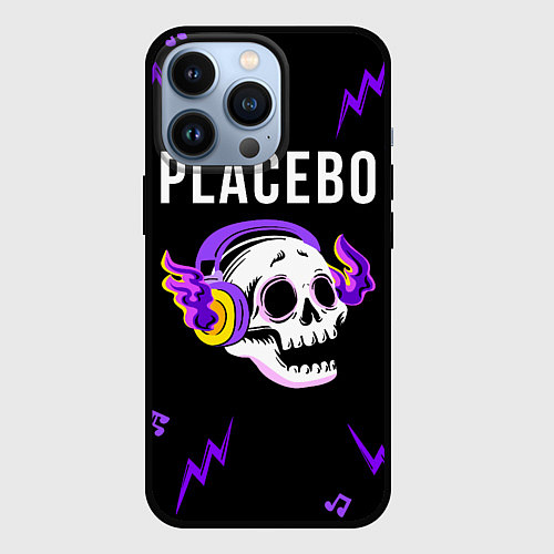 Чехол iPhone 13 Pro Placebo неоновый череп / 3D-Черный – фото 1