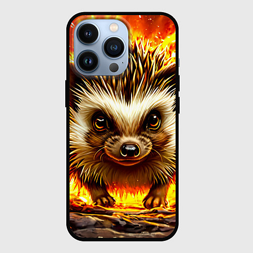 Чехол iPhone 13 Pro Еж в огне / 3D-Черный – фото 1