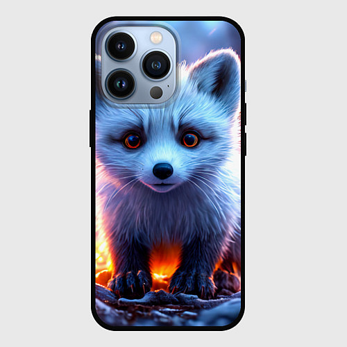 Чехол iPhone 13 Pro Песец в искрах / 3D-Черный – фото 1
