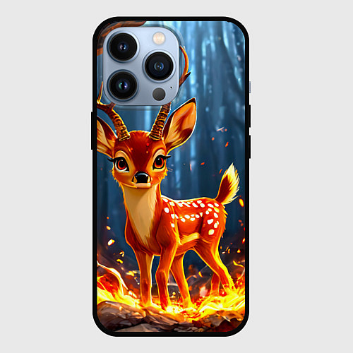 Чехол iPhone 13 Pro Олененок в огне / 3D-Черный – фото 1