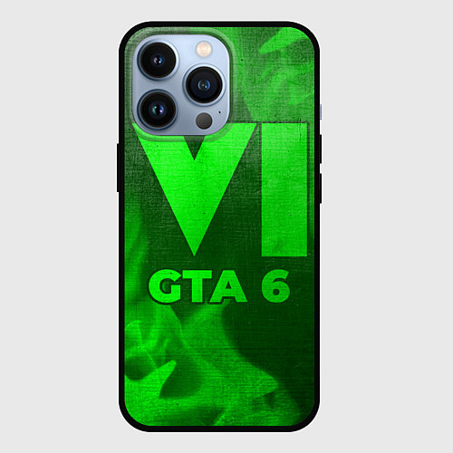 Чехол iPhone 13 Pro GTA 6 - green gradient / 3D-Черный – фото 1