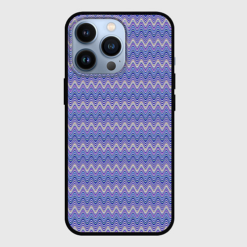 Чехол iPhone 13 Pro Нежный сине-сиреневый волнистые полосы / 3D-Черный – фото 1