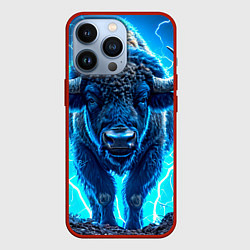 Чехол для iPhone 13 Pro Буйвол в разряде молнии, цвет: 3D-красный