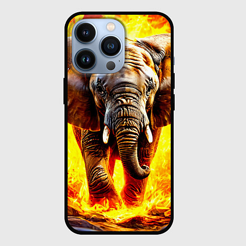 Чехол iPhone 13 Pro Слон в огне / 3D-Черный – фото 1
