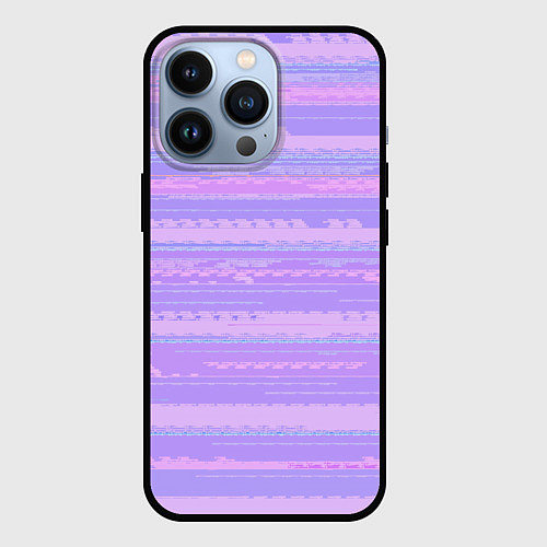 Чехол iPhone 13 Pro Нежный сиреневый полосатый / 3D-Черный – фото 1