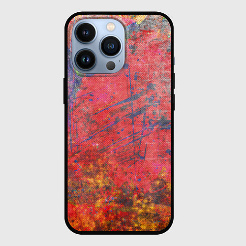 Чехол iPhone 13 Pro Абстракция - red yellow grunge / 3D-Черный – фото 1