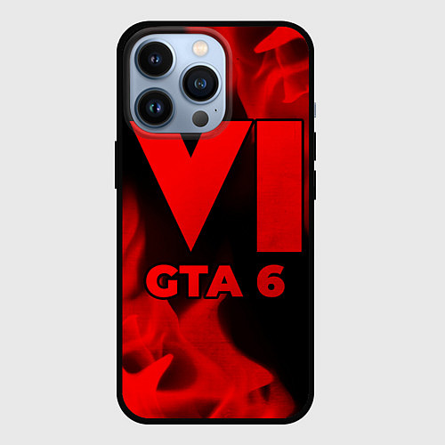 Чехол iPhone 13 Pro GTA 6 - red gradient / 3D-Черный – фото 1