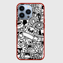 Чехол iPhone 13 Pro Black and white doddle monsters