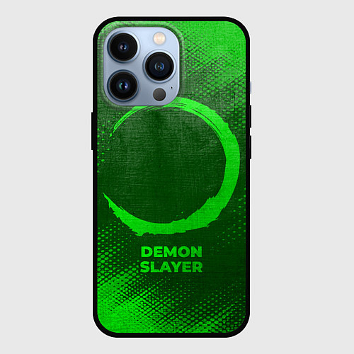 Чехол iPhone 13 Pro Demon Slayer - green gradient / 3D-Черный – фото 1