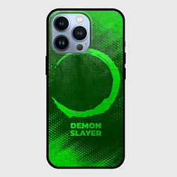 Чехол iPhone 13 Pro Demon Slayer - green gradient