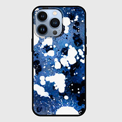 Чехол для iPhone 13 Pro Абстракция - white spots on a blue background, цвет: 3D-черный