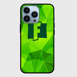 Чехол для iPhone 13 Pro Fortnite green poly, цвет: 3D-черный